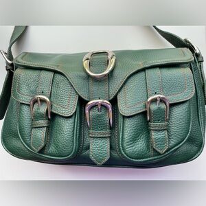 BCBG Max Azria Green Leather Shoulder Bag